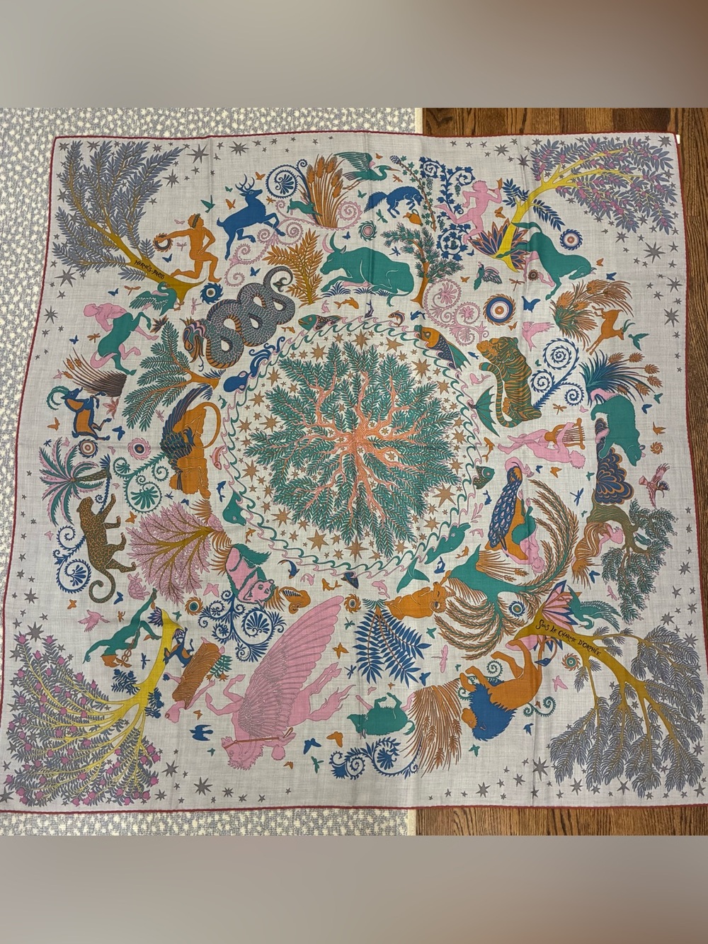 Hermes Sous Le Charme D'Orphee 140cm Cashmere/Silk Shawl by Alice Shirley